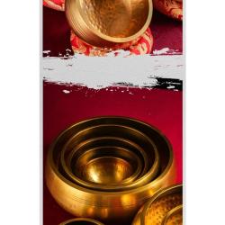 Bols chantants artisanaux ornés de mantras bouddhistes - Yoga et méditation