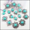 Pendentifs et breloques en argent tibétain en forme de larme et turquoise