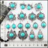 Pendentifs et breloques en argent tibétain en forme de larme et turquoise