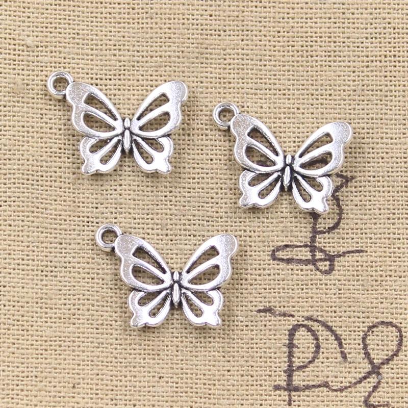 20 breloques papillon en argent antique pour la création de bijoux DIY