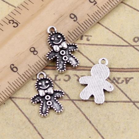 Breloques bonhomme en pain d'épice - 50 pièces en argent antique pour la création de bijoux