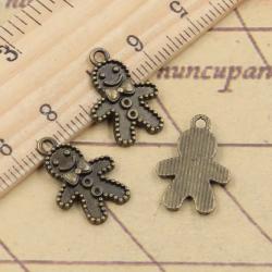 Breloques bonhomme en pain d'épice - 50 pièces en argent antique pour la création de bijoux