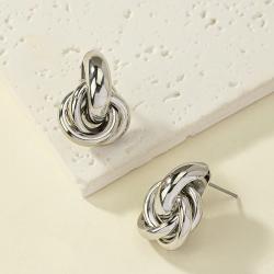 Boucles d'oreilles créoles nœud en or/argent brillant pour femmes