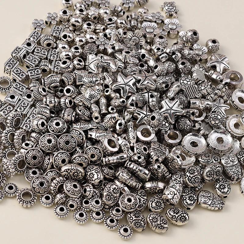 Tibetan Silver Beads: 50pcs Animal & Flower Spacers for Jewelry Making