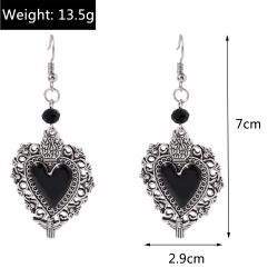 Boucles d'oreilles pendantes cœur et croix gothiques | Bijoux Steampunk pour femmes