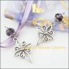 Purple Crystal Cross Charms - 10 Pcs Tibetan Silver Jewelry