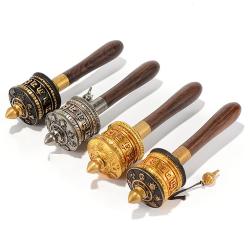 Tibetische Gebetsmühle aus Kupfer – Handkurbel-Meditationswerkzeug für Mantras