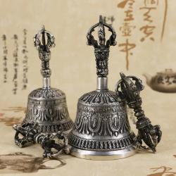 Tibet Budist El Çanı ve Dorje - El Yapımı Bakır Rüzgar Çanı