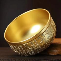 Ciotola per bere in bronzo e rame tibetano - Incisa e di buon auspicio