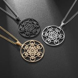 Guérison des chakras et des archanges : Collier Fleur de Vie en acier inoxydable