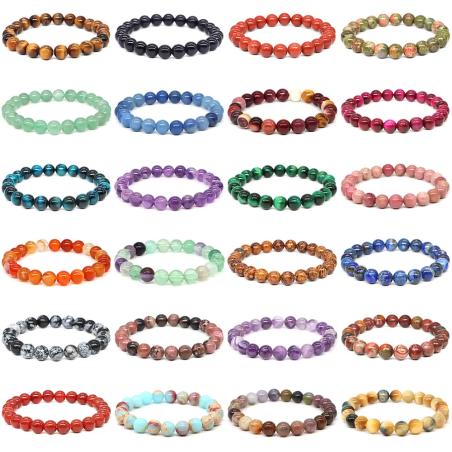 Bracelet de cristal de guérison : Perles de pierre naturelle pour le bien-être
