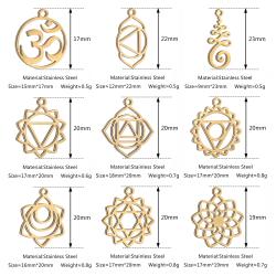 Yoga Charm Set | 5 Pcs Stainless Steel OM Flower Pendants