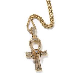 Ciondolo a forma di croce con occhio di Horus, divinità egizia - Gioielli Hip Hop