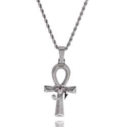 Ciondolo a forma di croce con occhio di Horus, divinità egizia - Gioielli Hip Hop