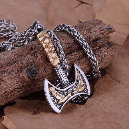 Wikinger-Axt-Halskette | Odin-Anhänger aus Edelstahl – Herrenschmuck