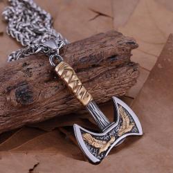 Wikinger-Axt-Halskette | Odin-Anhänger aus Edelstahl – Herrenschmuck