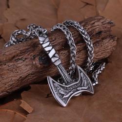 Wikinger-Axt-Halskette | Odin-Anhänger aus Edelstahl – Herrenschmuck
