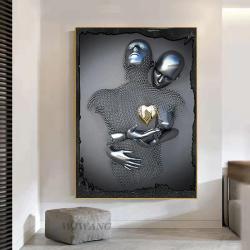 Tableau abstrait en métal sur toile | Décoration intérieure moderne