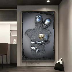Tableau abstrait en métal sur toile | Décoration intérieure moderne