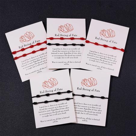 Bracelets en fil rouge - 7 nœuds porte-bonheur pour l'amour et la protection