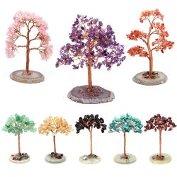Arbre à argent en cristal et fil de cuivre - Décoration Feng Shui et Reiki
