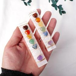 Bacchetta di cristallo curativo in selenite e chakra - Regalo naturale