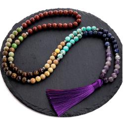 Collier de guérison des 7 chakras | Chapelet de 108 perles pour la méditation et le yoga