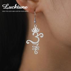 Boucles d'oreilles Lotus & OM Unalome : Bijoux de yoga bouddhistes pour femmes