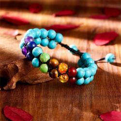 Bracelets de lave faits main pour la guérison des chakras - Double couche | Perles énergétiques