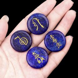 Pierres de chakra en lapis-lazuli : gravées, polies, pour la guérison Reiki