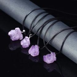 Amethyst Pendant: Natural Crystal Energy Healing Necklace for Women