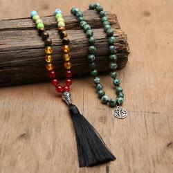 Collier Mala en turquoise africaine | Méditation et yoga des 7 chakras