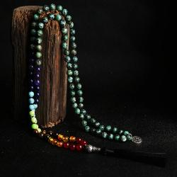 Collier Mala en turquoise africaine | Méditation et yoga des 7 chakras