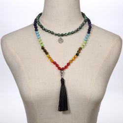 Collier Mala en turquoise africaine | Méditation et yoga des 7 chakras