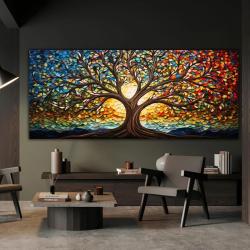 Mosaic Glass Tree of Life Art Canvas - Wall Decor Gift