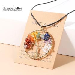 Collier en améthyste et quartz | Pendentif de guérison Reiki des 7 chakras | Cadeau