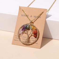 Halskette aus Amethyst und Quarz | Reiki-Anhänger für die 7 Chakras | Geschenk