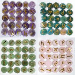 Doğal Kristal Kuvars Rünleri: Wicca ve Reiki Şifa İçin 25 Parçalık Set