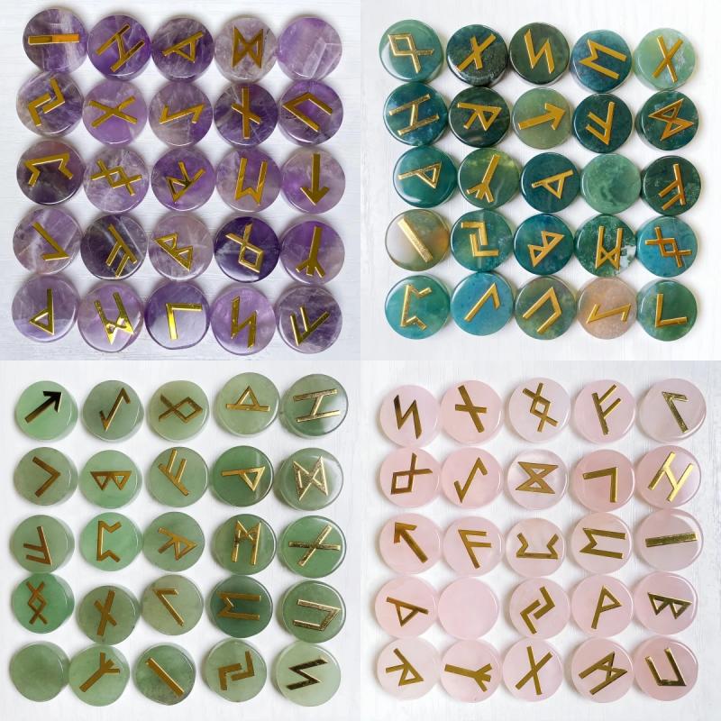 Rune di quarzo cristallo naturale: set da 25 pezzi per la guarigione Wicca e Reiki