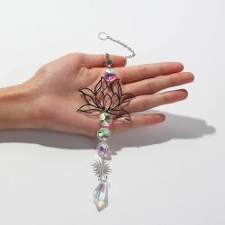 Attrape-soleil en cristal, décoration chakra lotus - Créateur d'arc-en-ciel et ornement de jardin...