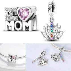 Bracelet à breloques en argent sterling pour maman | Perles d'amour et d'énergie