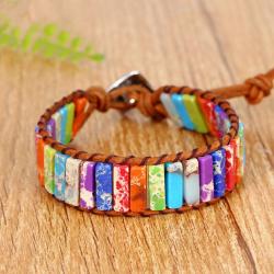 Bracciale bohémien con 7 chakra | Braccialetto curativo in pietra dell'imperatore