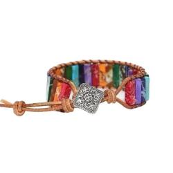 Bracciale bohémien con 7 chakra | Braccialetto curativo in pietra dell'imperatore