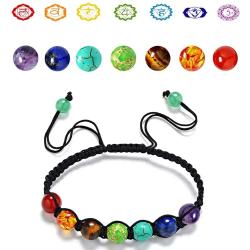 Bracelet extensible en améthyste et œil de tigre : Équilibrage des 7 chakras