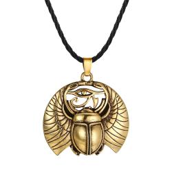 Collana con occhio di Horus e scarabeo egizio - Ciondolo amuleto di protezione