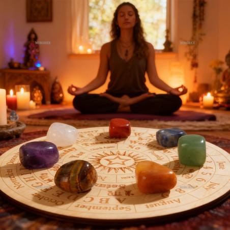 Chakra Healing Set: 8 Crystal Stones & Divination Pendulum