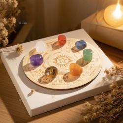Chakra Healing Set: 8 Crystal Stones & Divination Pendulum
