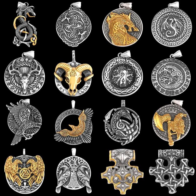 Viking Kuzgun Ejderha Kolyesi | Paslanmaz Çelik Muska Kolye Uçları