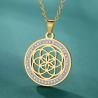 Collier pendentif Fleur de Vie - Mandarine en acier inoxydable