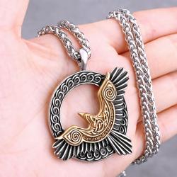 Viking Kuzgun Ejderha Kolyesi | Paslanmaz Çelik Muska Kolye Uçları